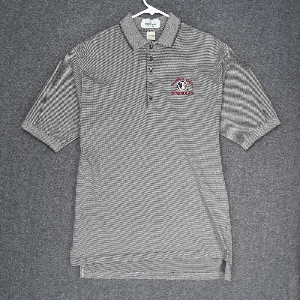 Mulligans Unlimited Florida State University polo shirt Adult L houndstooth mens